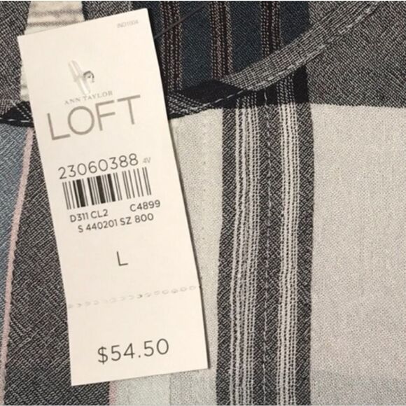 Loft Blue Plaid Rayon Sleeveless Ruffle Blouse - Picture 16 of 16